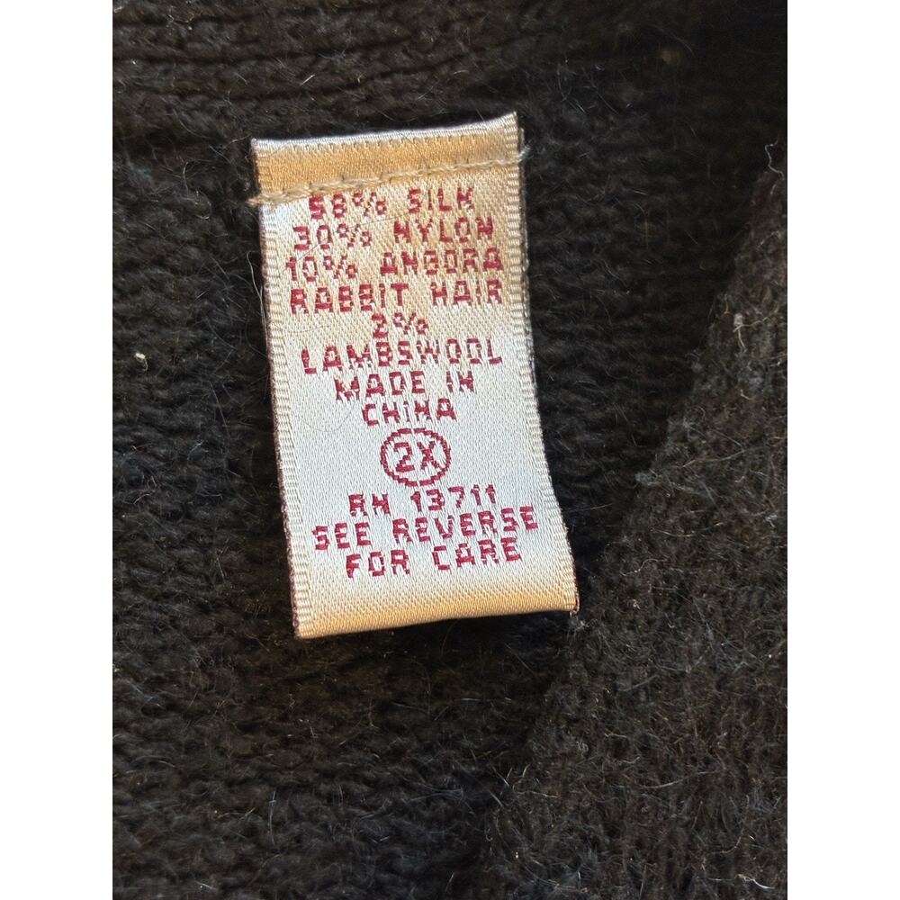 VTG 90s Black Silk Christmas Cardigan Sequin Beaded Jewels Luxury Plus Sz 2X - Picture 11 of 16